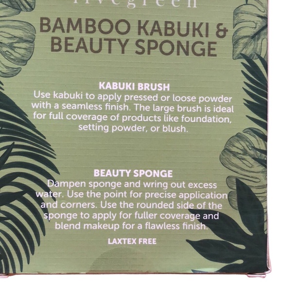 Live green Bamboo Kabuki & Beauty sponge Make up brush Confort bronzing, sheer - Picture 3 of 5